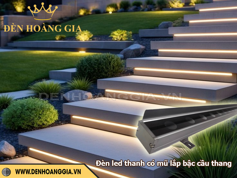 Đèn led thanh có mũ lắp bậc cầu thang