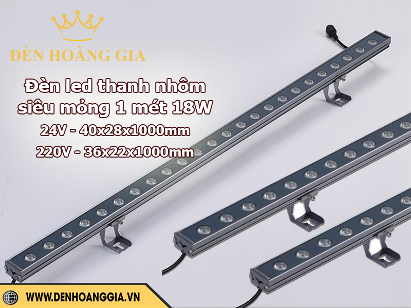 Đèn led thanh nhôm siêu mỏng 18W