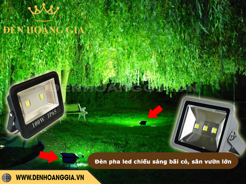 Đèn pha led chiếu sáng bãi đất trống, bãi cỏ, sân vườn lớn