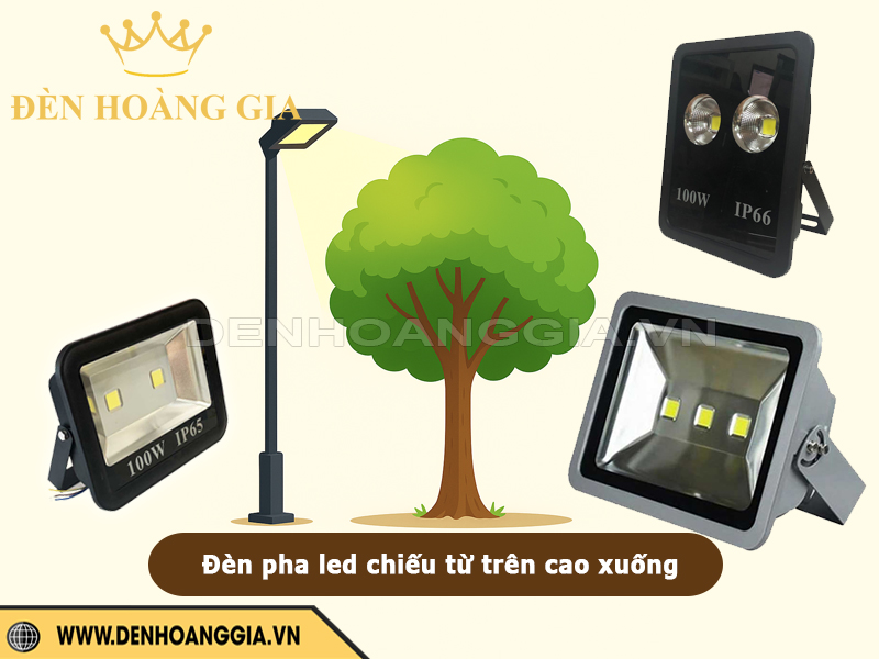 Đèn pha led lắp từ trên cao hoặc từ cột chiếu xuống