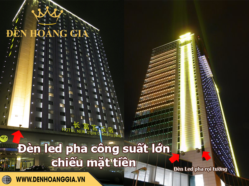 Đèn pha led công suất lớn chiếu sáng mặt tiền