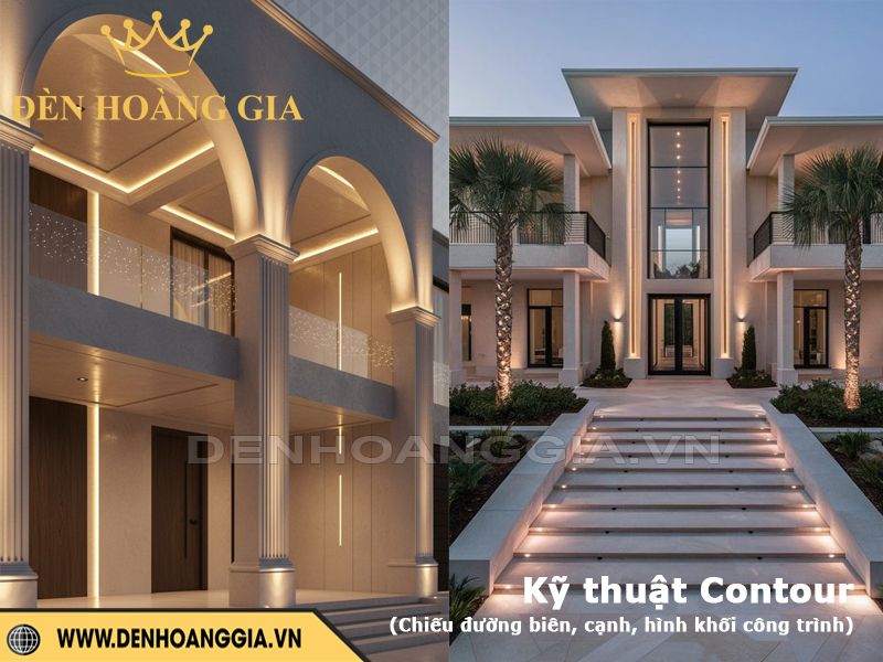 Kỹ thuật Contour chiếu sáng đường biên, cạnh, hình khối công trình