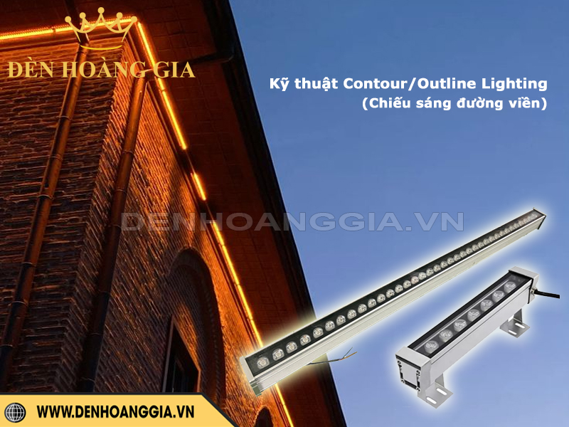 Chiếu sáng đường viền tòa nhà với đèn led thanh