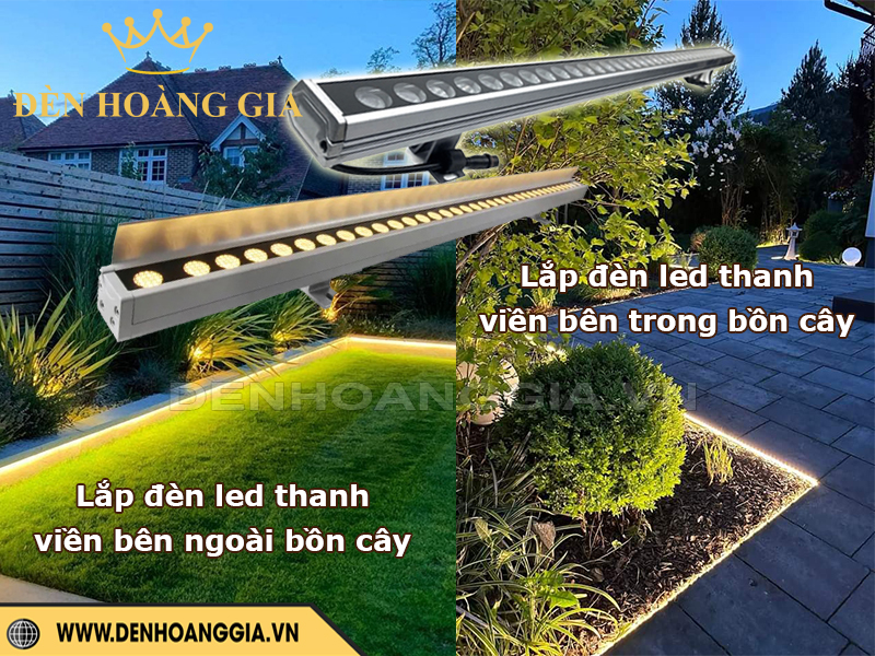 Lắp đèn led thanh xung quanh viền bồn cây
