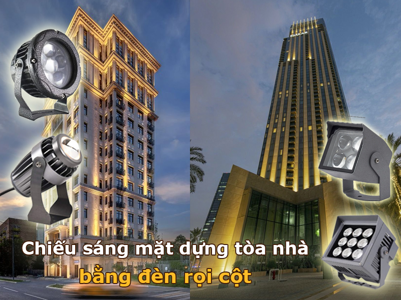Chiếu sáng mặt tiền bằng đèn led rọi cột 