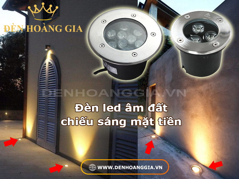 Đèn led âm đất chiếu sáng mặt tiền 