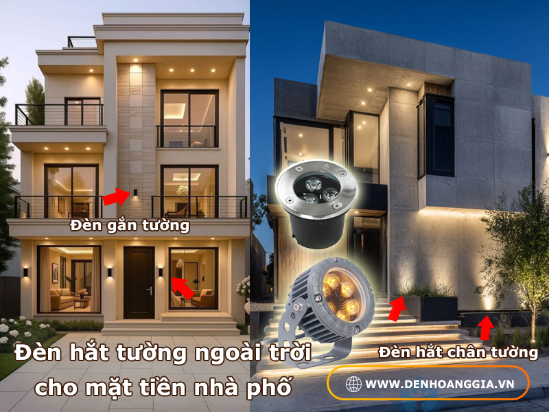 Đèn hắt tường ngoài trời cho mặt tiền nhà phố hiện đại