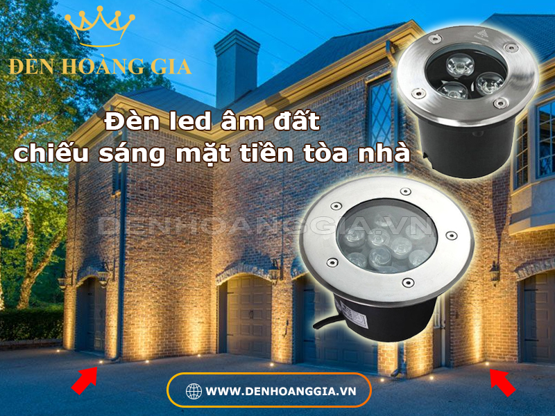 Đèn led âm đất chiếu sáng mặt tiền tòa nhà