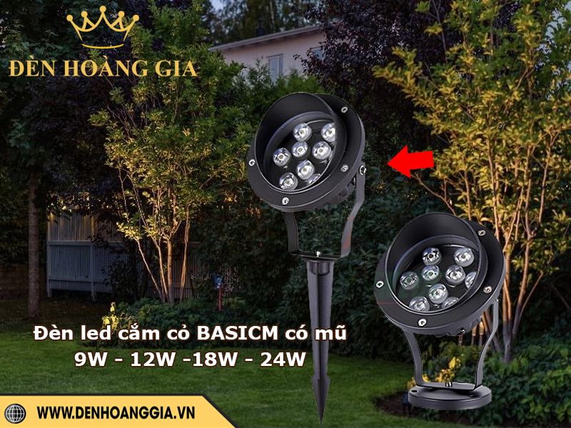 Đèn led cắm cỏ BASICM có mũ