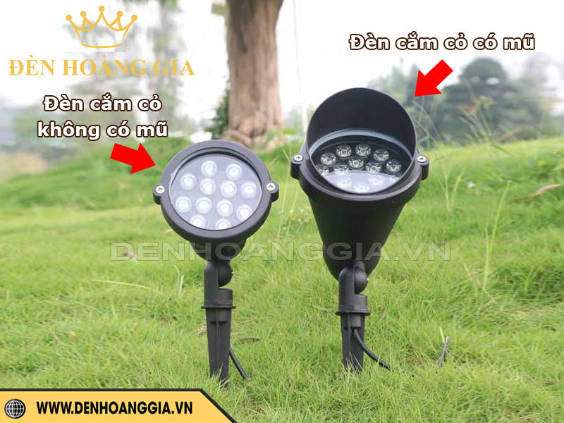 Đèn led cắm cỏ có mũ và không có mũ