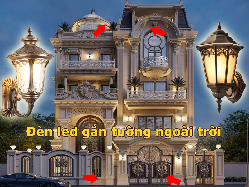 Đèn gắn tường ngoài trời trang trí mặt tiền