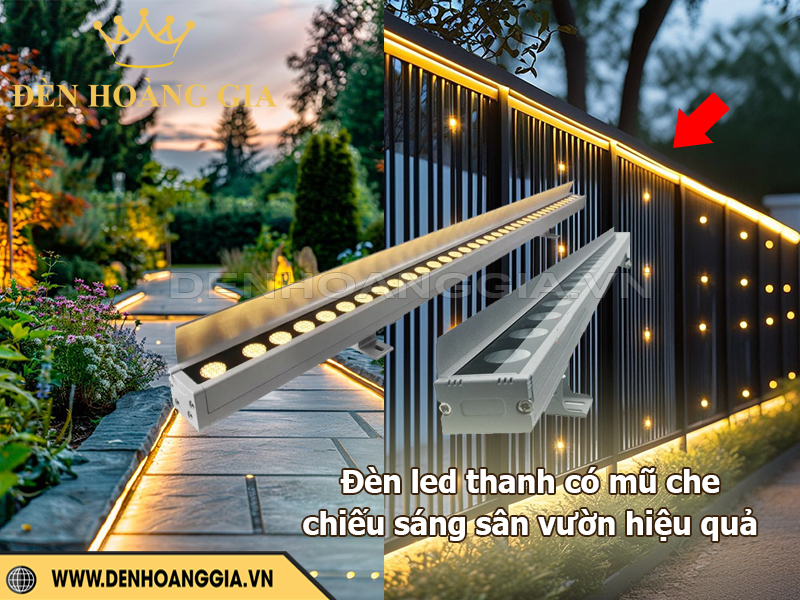 Đèn led thanh có mũ chiếu sáng sân vườn hiệu quả