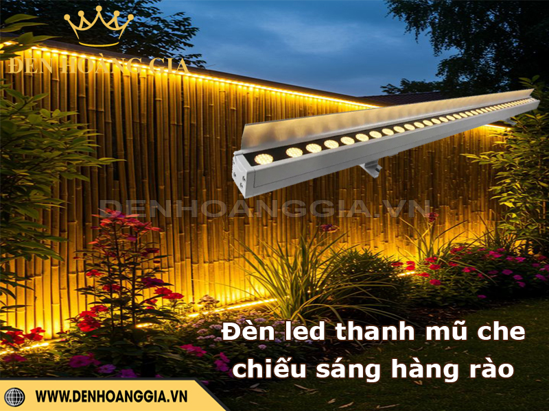 Đèn led thanh có mũ che chiếu sáng hàng rào