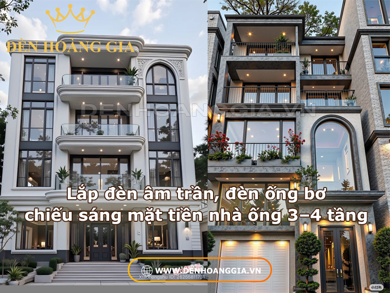 Đèn âm trần, đèn ống bơ chiếu sáng mặt tiền