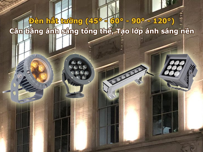 Đèn hắt tường chiếu sáng mặt tiền
