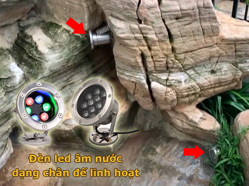 Đèn led âm nước chân đế linh hoạt lắp đặt nhiều vị trí