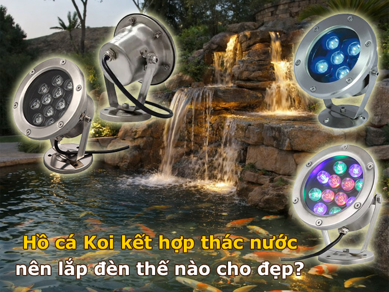 Hồ cá Koi kết hợp thác nước nên lắp đèn thế nào cho đẹp?