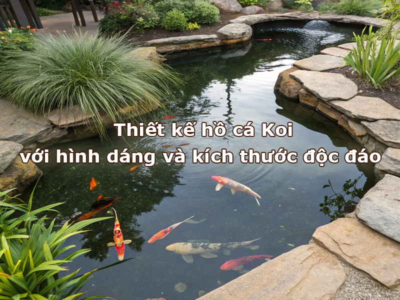Thiết kế hồ cá Koi với hình dạng và kích thước độc đáo