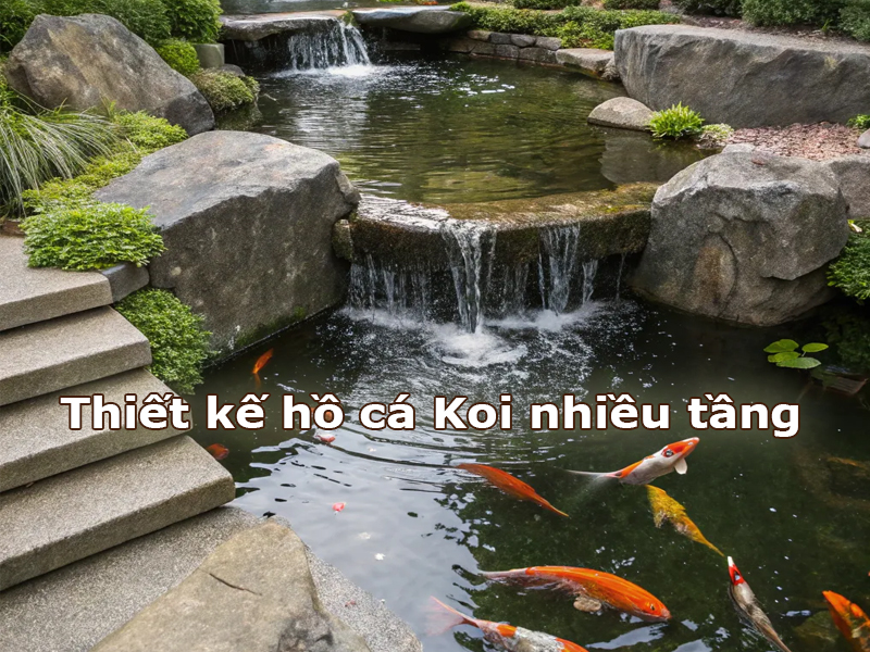 Thiết kế hồ cá Koi nhiều tầng