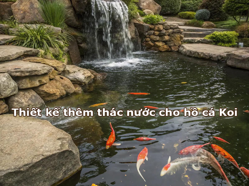 Thiết kế thêm thác nước cho hồ cá Koi