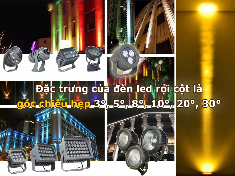 Đặc trưng của đèn led rọi cột là góc chiếu hẹp