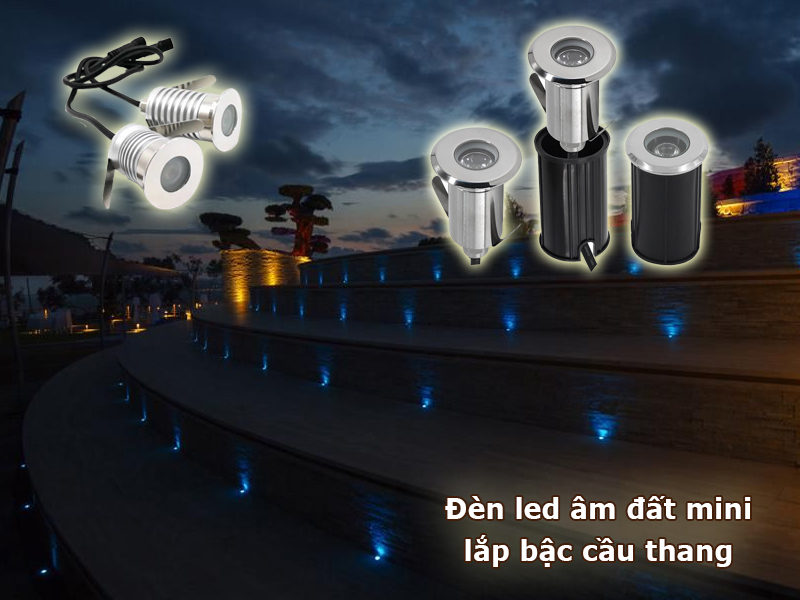Đèn led âm đất mini chiếu sáng bậc cầu thang