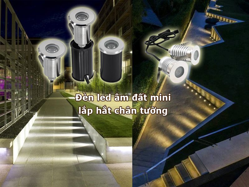 Đèn led âm đất mini chiếu hắt chân tường