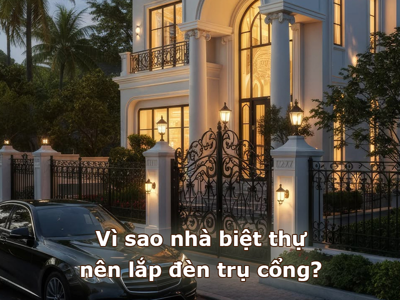 Vì sao nhà biệt thự nên lắp đèn trụ cổng?