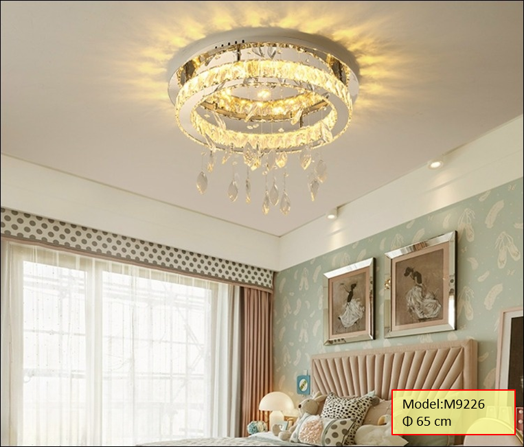 Đèn mâm pha lê vàng M9226