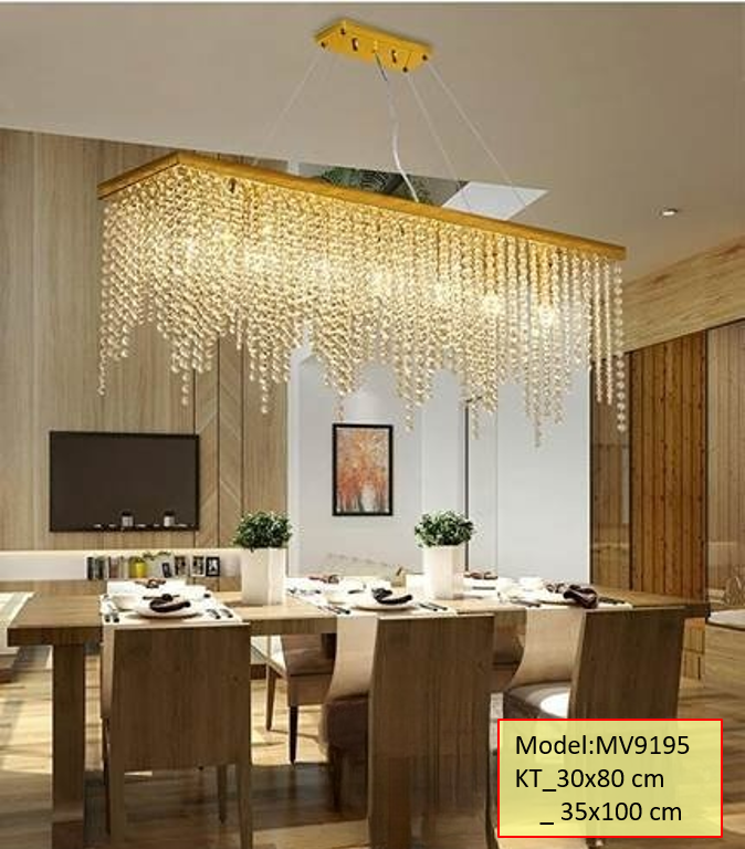 Đèn mâm pha lê vàng MV9195