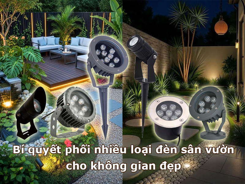 Bí quyết phối nhiều loại đèn sân vườn cho không gian đẹp