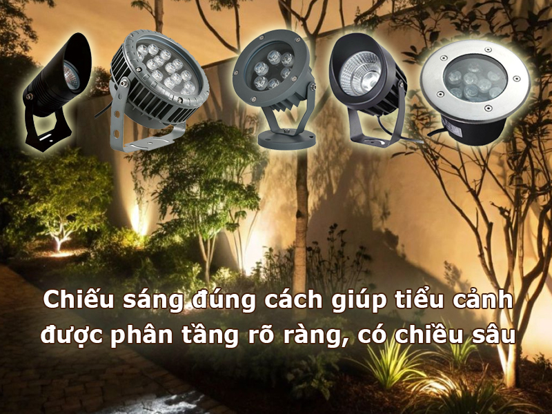 Chiếu sáng đúng cách giúp tiểu cảnh được phân tầng và có chiều sâu