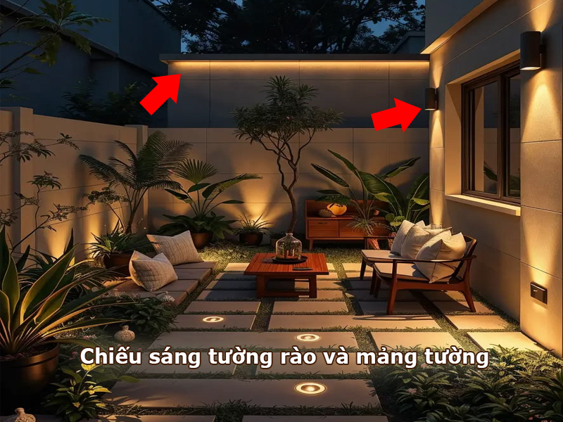 Chiếu sáng tường rào và mảng tường