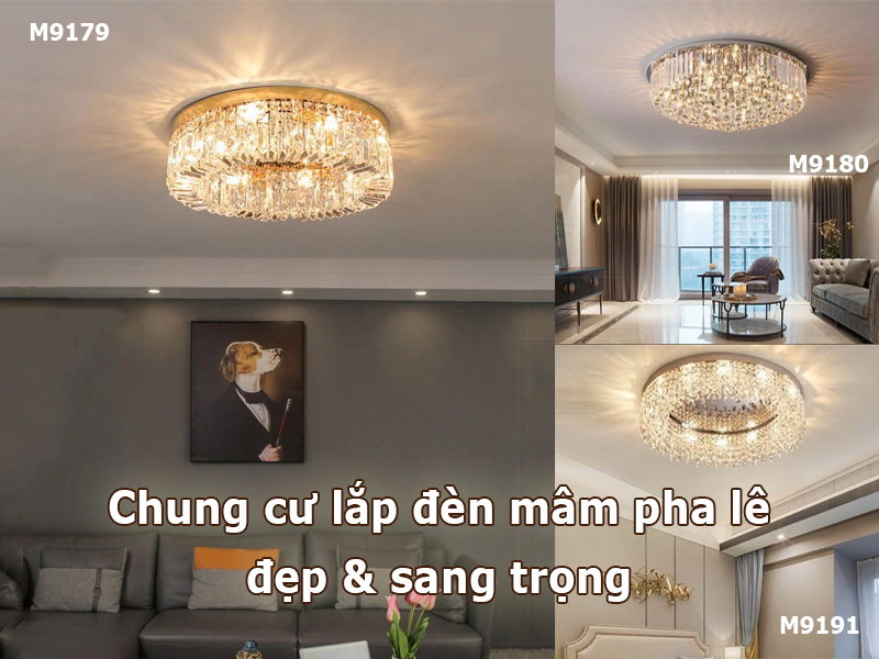 10+ Mẫu đèn mâm pha lê sang trọng cho nhà chung cư