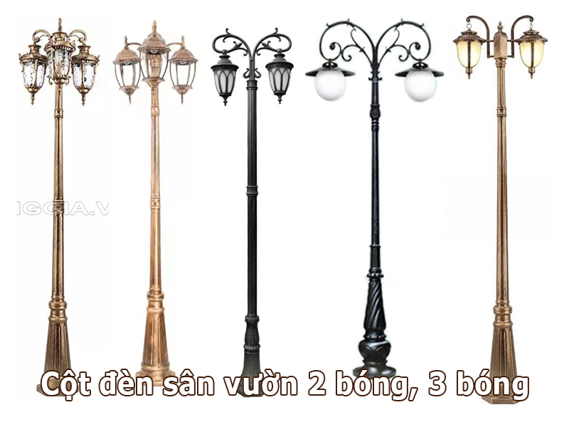 Cột đèn sân vườn 2 bóng, 3 bóng