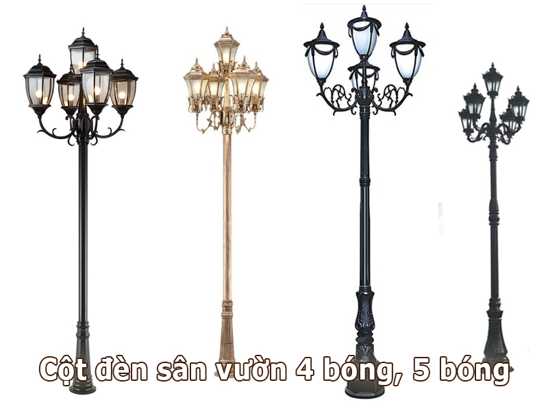 Cột đèn sân vườn 4 bóng 5 bóng