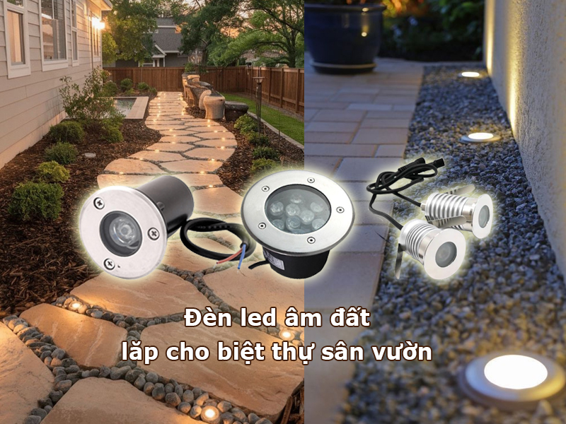 Đèn led âm đất lắp cho biệt thự sân vườn