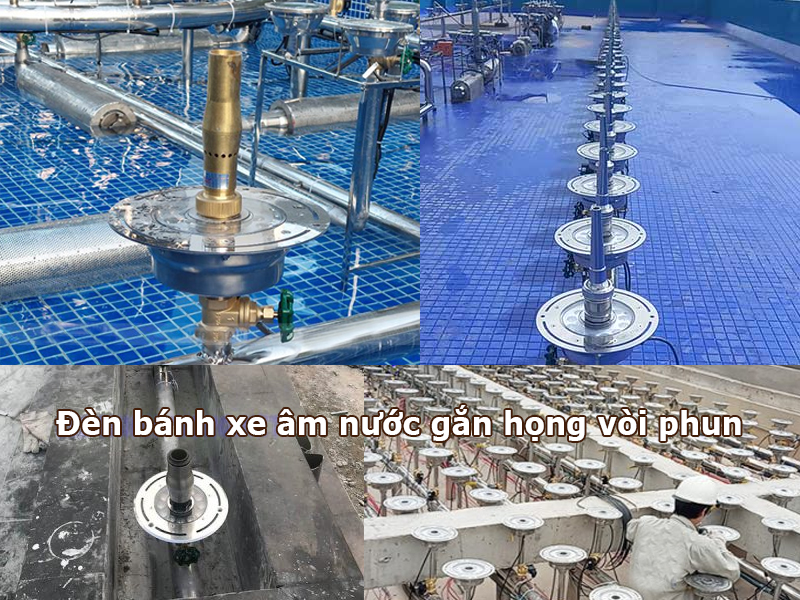 Đèn led bánh xe âm nước gắn họng vòi phun