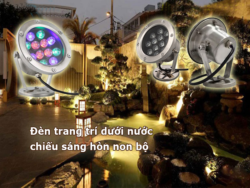 Chiếu sáng hòn non bộ với đèn led âm nước spotlight