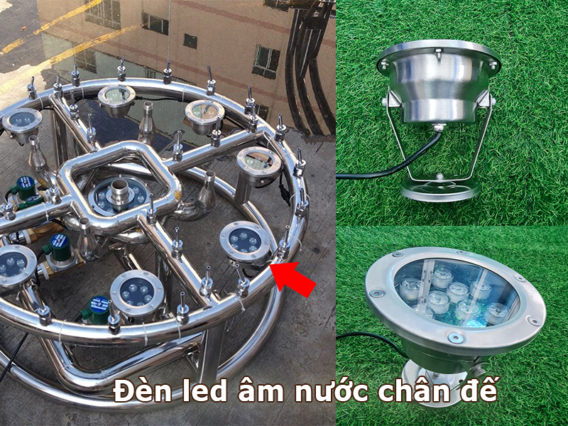 Đèn led âm nước chân đế lắp đài phun nước