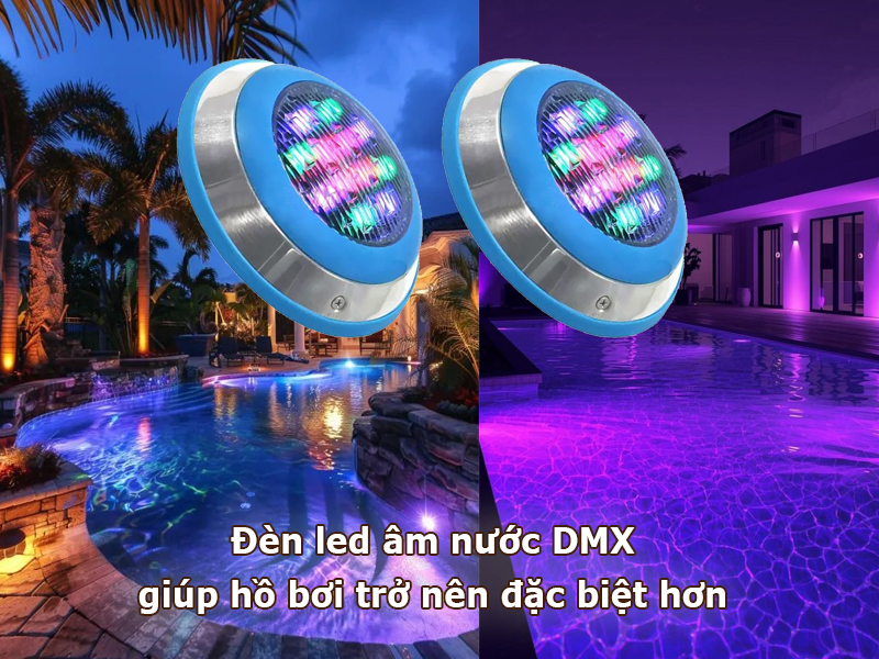 Lắp đèn led âm nước DMX cho hồ bơi