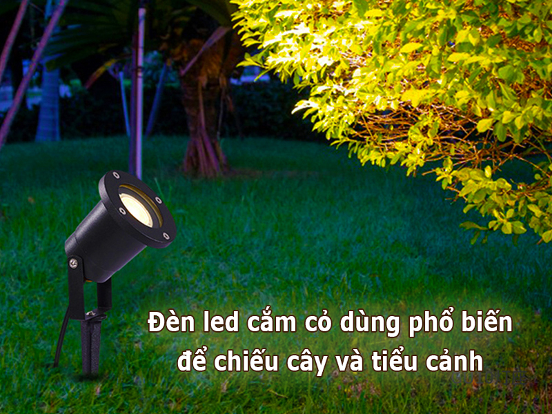 Đèn led cắm cỏ được dùng chủ yếu để chiếu cây và tiểu cảnh