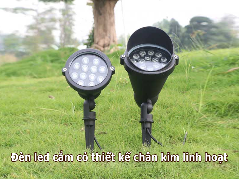 Đèn led cắm cỏ có thiết kế chân kim linh hoạt