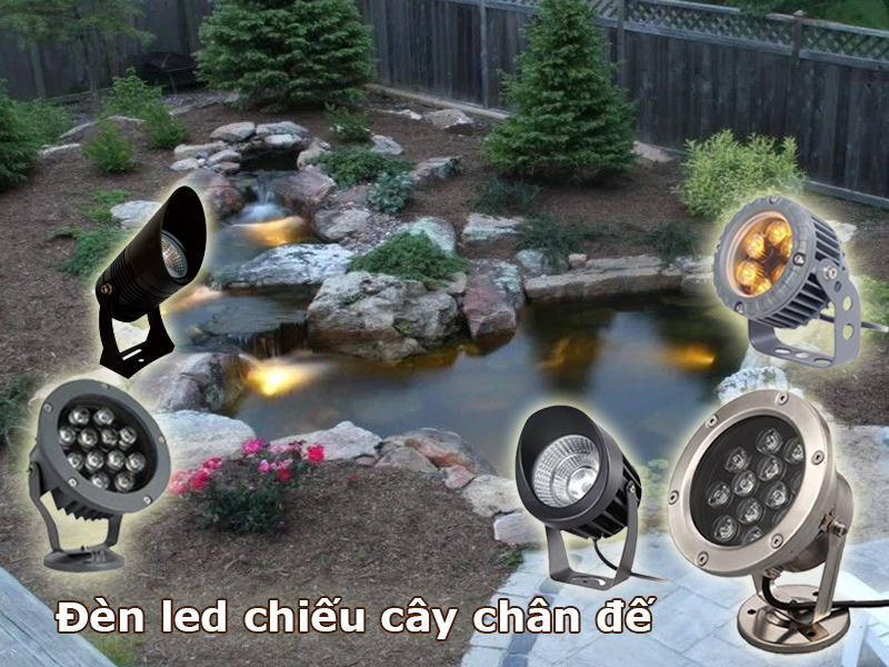 Đèn led chiếu cây chân đế