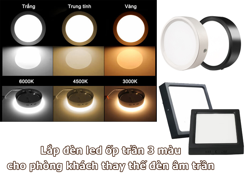 Đèn led ốp trần cho phòng khách