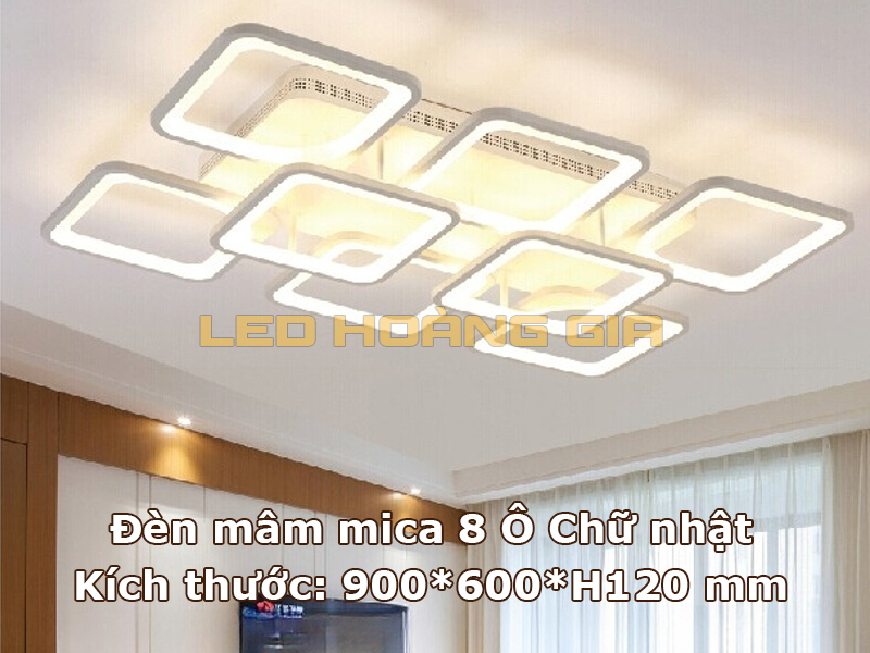 Đèn mâm mica 8 ô chữ nhật
