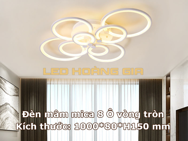 Đèn mâm mica 8 ô vòng tròn