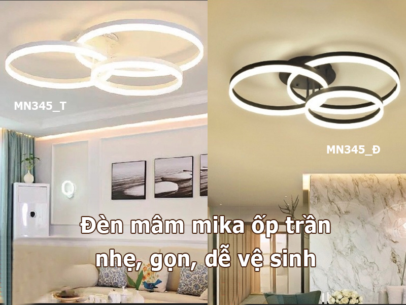 Đèn mâm mika gọn nhẹ, dễ vệ sinh