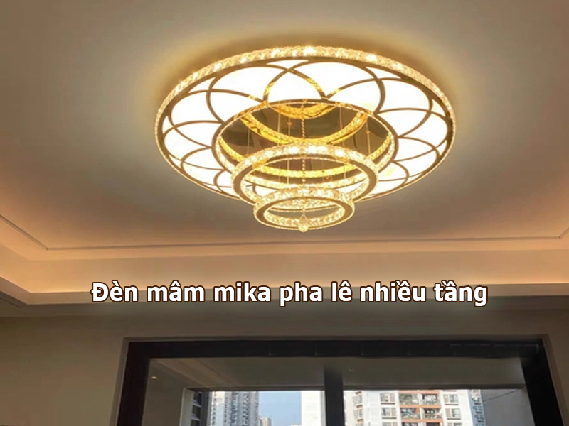 Đèn mâm mika pha lê đẹp, sang trọng