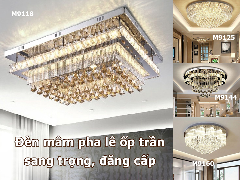 Đèn mâm pha lê ốp trần sang trọng đẳng cấp